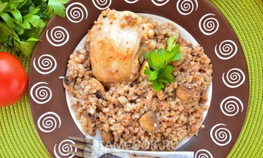 Рецепт гречки с курицей и грибами