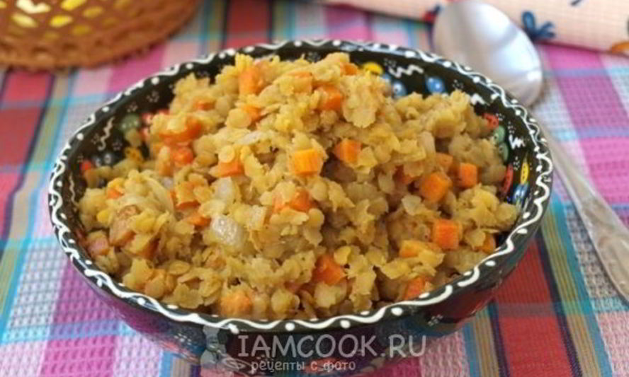 Рецепт каши из красной чечевицы с морковью и изюмом