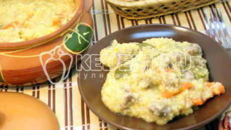 кукурузная каша с мясом по-деревенски