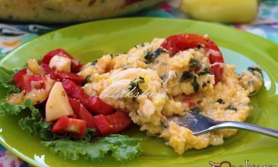 Рецепт поленты запеченной с помидорами и моцареллой