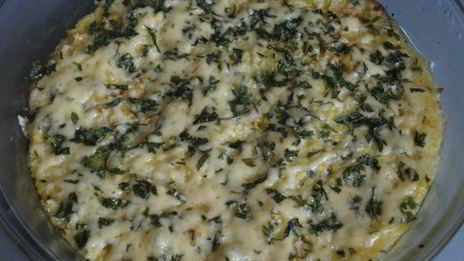 полента запеченная с помидорами и моцареллой