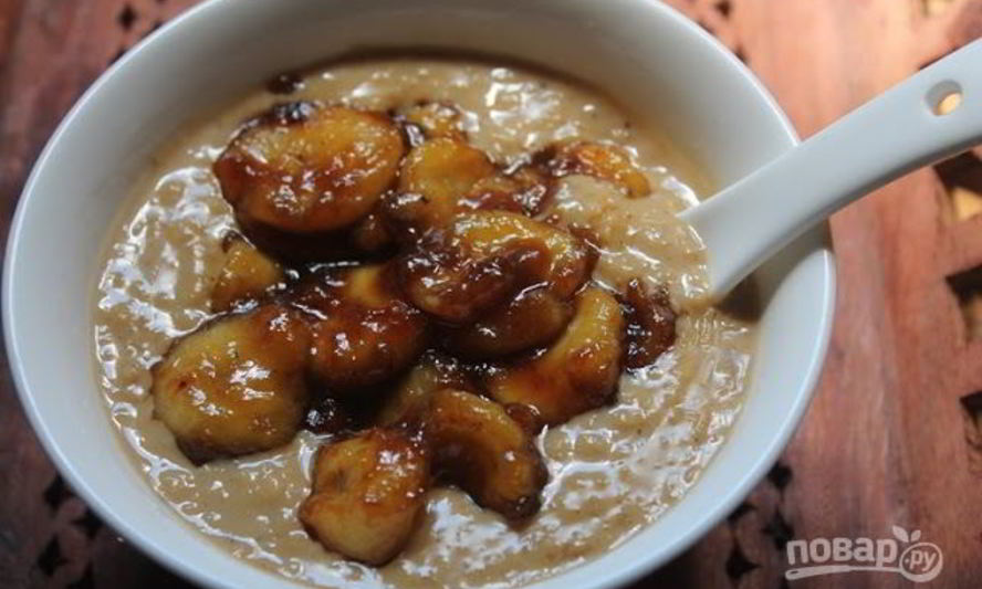 Рецепт овсяной каши с карамелью и бананом