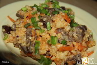 Пшенная каша с куриными сердечками