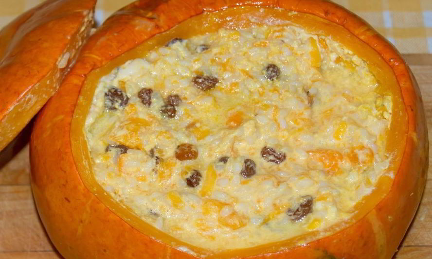 Рецепт рисовой каши в тыкве в духовке