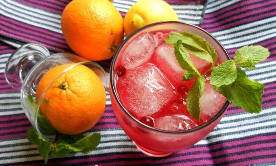 Рецепт апельсинова-брусничного холодный чай с мятой