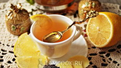 чай имбирный с лимоном и медом
