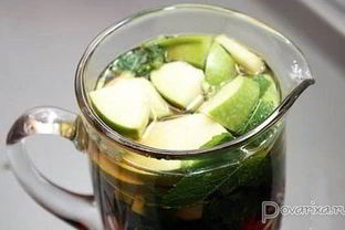Холодный чай с яблоком и мятой