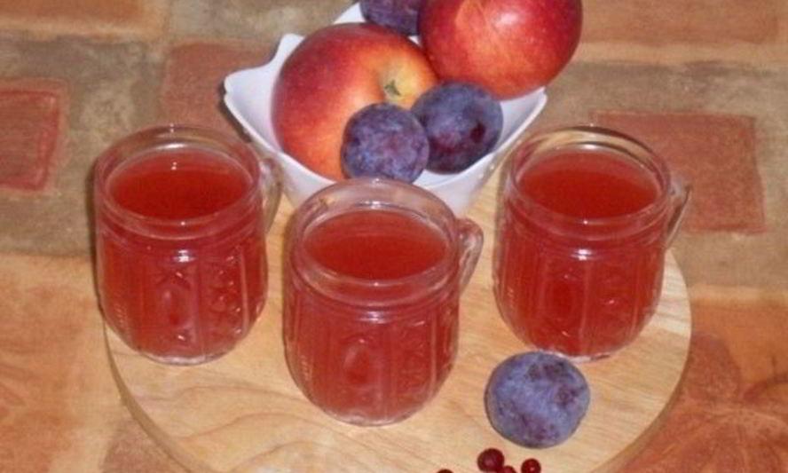Рецепт киселя с яблоками, сливами и брусникой