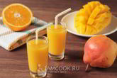 Смузи из свежего манго и груши