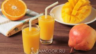 Смузи из свежего манго и груши