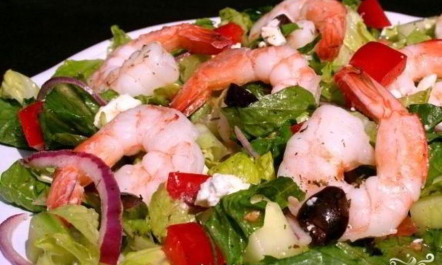 Рецепт греческого салата с креветками