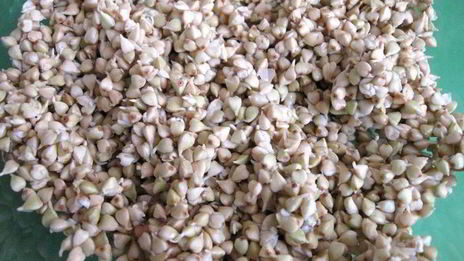 салат с проростками зеленых зерен гречихи и гранатом