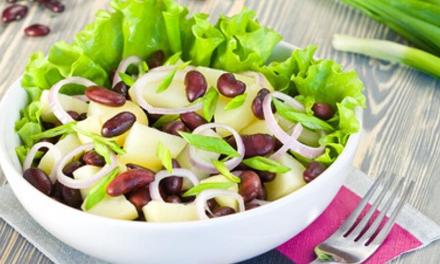 Рецепт салата с картофелем, фасолью и луком