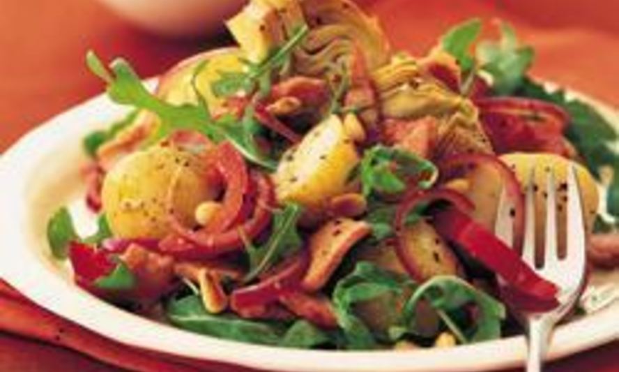 Рецепт теплого картофельного салата с артишоками