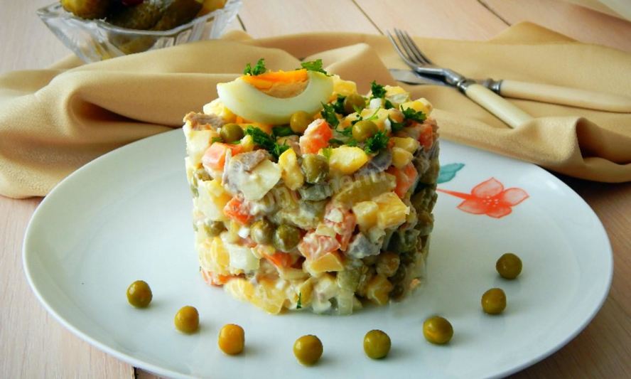 Рецепт оливье с говядиной