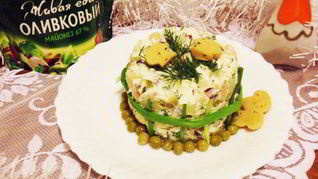 Оливье с маринованными грибами