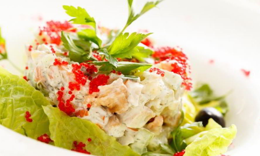 Рецепт оливье с семгой