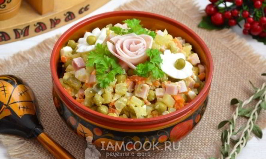 Рецепт оливье с ветчиной