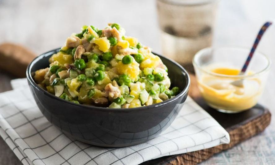 Рецепт оливье с яблочным майонезом