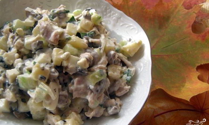 Рецепт салата оливье с грибами