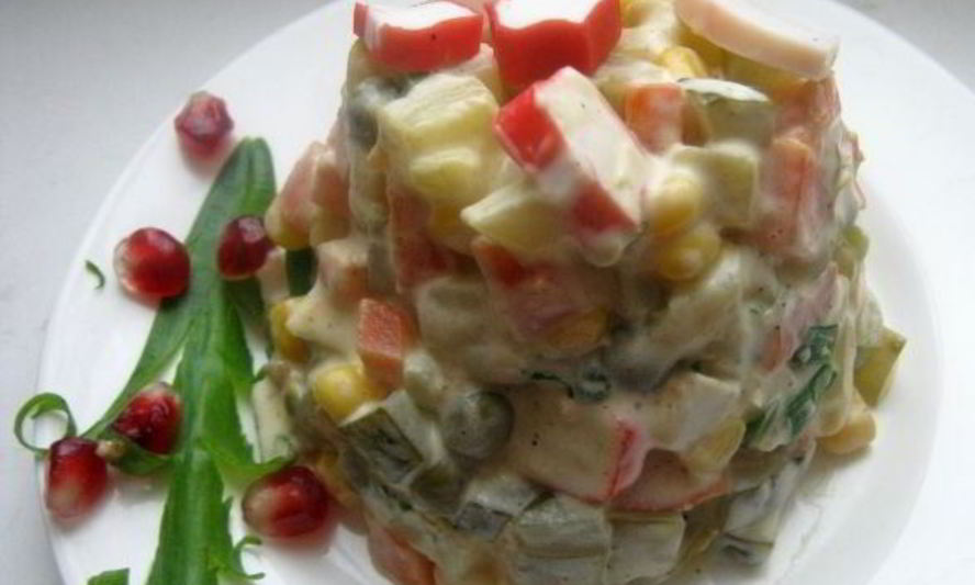 Рецепт салата оливье с крабовыми палочками