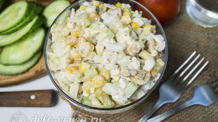 Салат Оливье с креветками