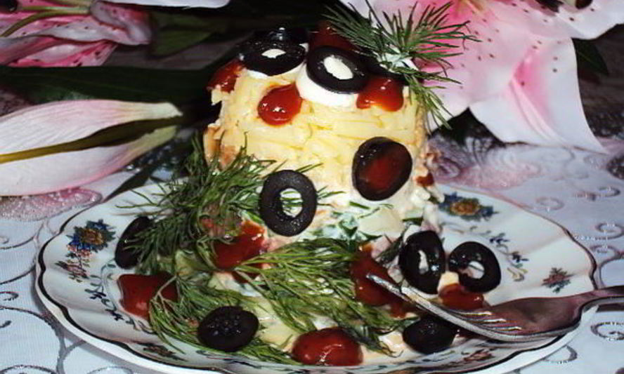 Рецепт порционного салата коралловые рифы