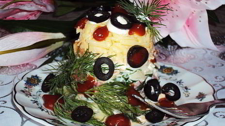 порционный салат коралловые рифы