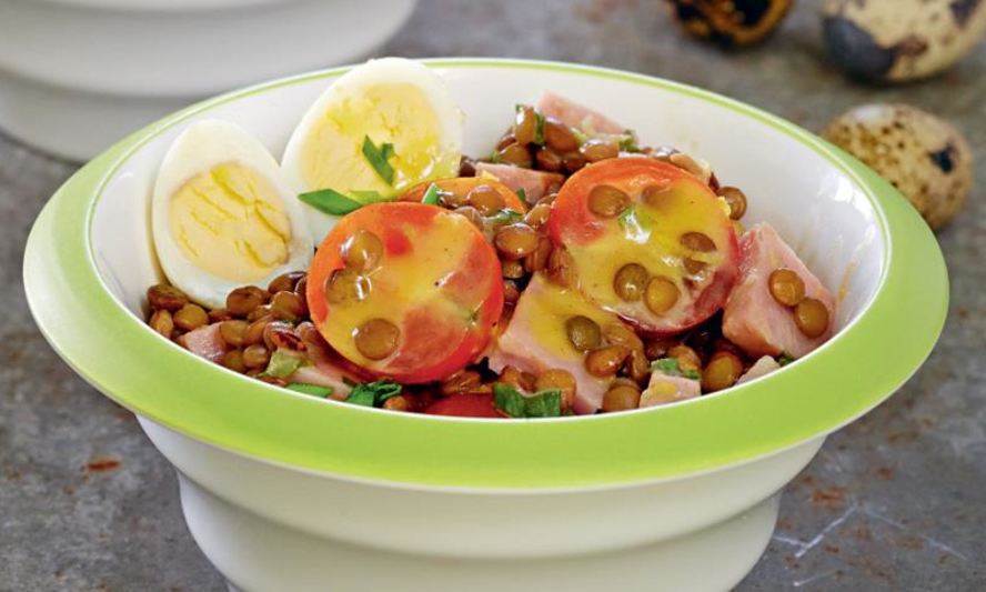 Рецепт салата из чечевицы с помидорами черри