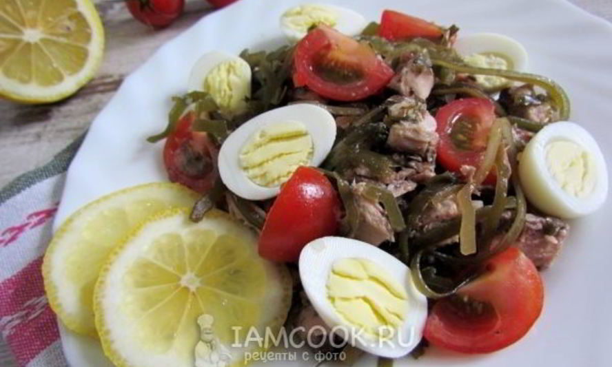 Рецепт салата из морской капусты с яйцом