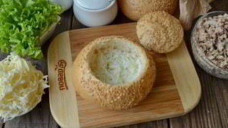 булочки, фаршированные салатом мимоза