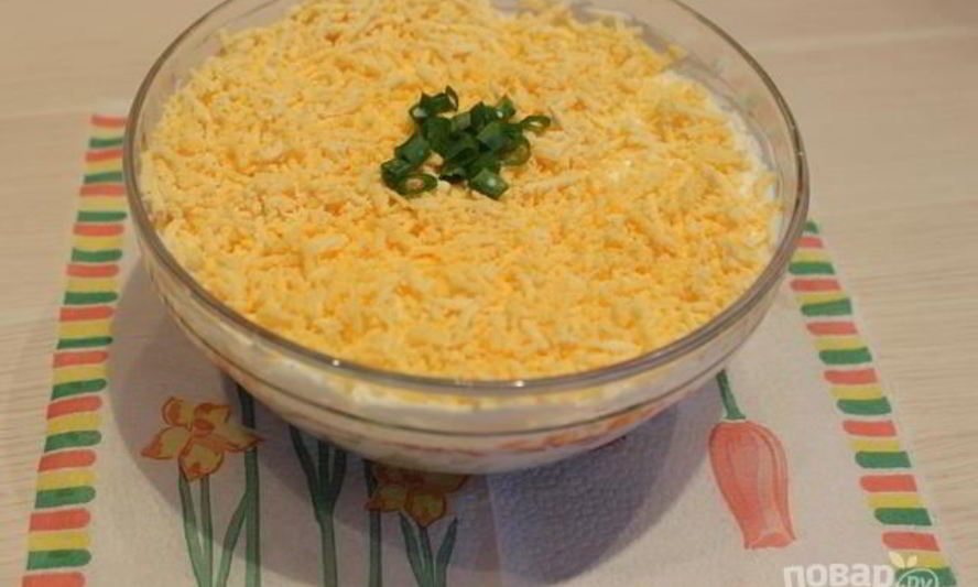 Рецепт мимозы с печенью трески