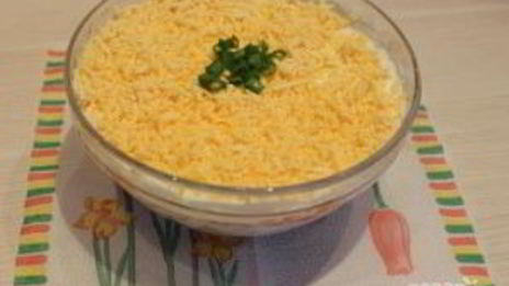 мимоза с печенью трески