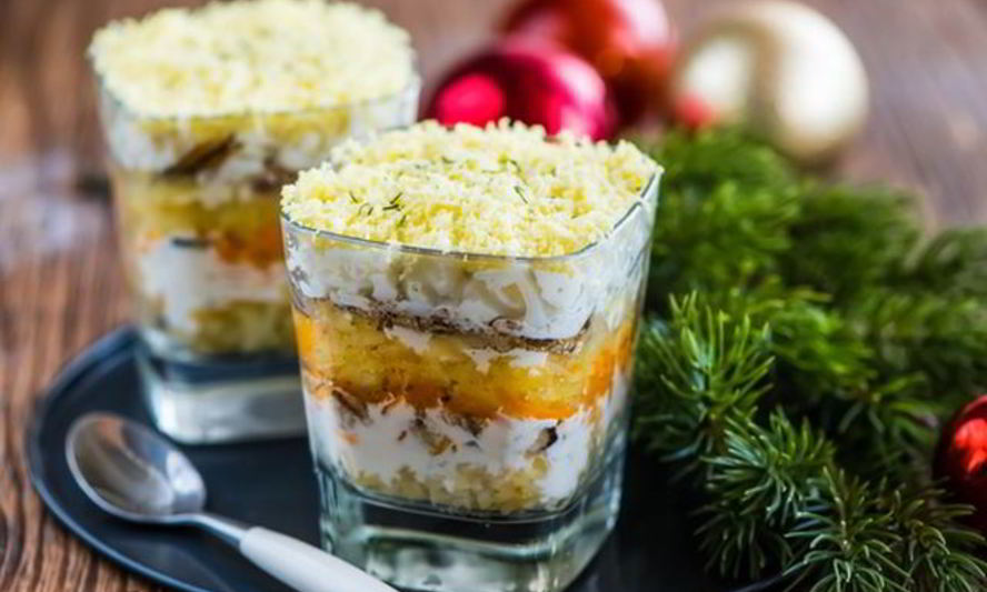 Рецепт мимозы в бокале