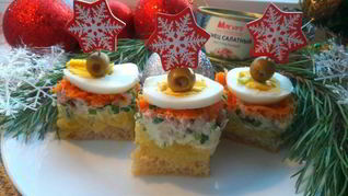 Салат-канапе Мимоза с тунцом