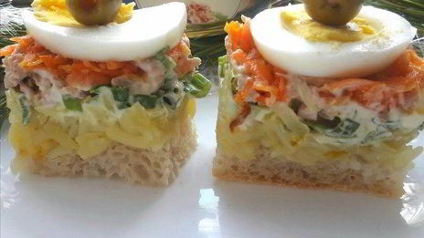 салат-канапе мимоза с тунцом