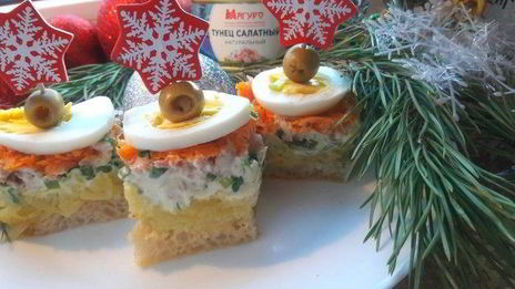 салат-канапе мимоза с тунцом