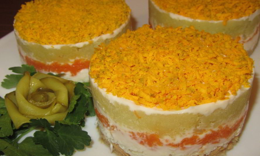 Рецепт салата мимоза с картошкой и сыром