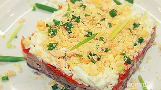 Салат Мимоза с консервированной горбушей