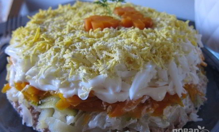 Рецепт салата мимоза с маринованным огурцом