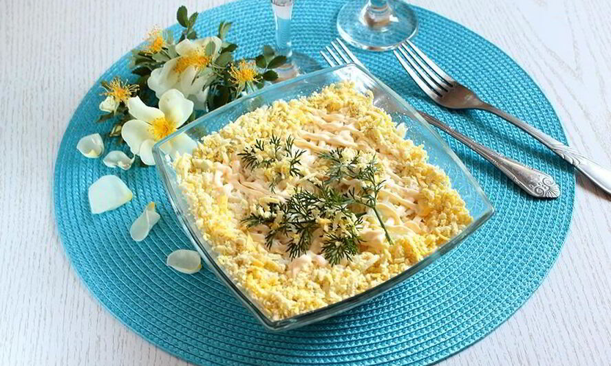 Рецепт салата мимоза с сайрой классический