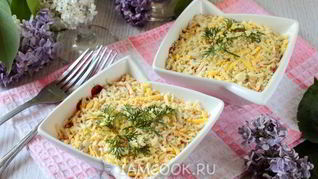 Салат Мимоза с яблоком