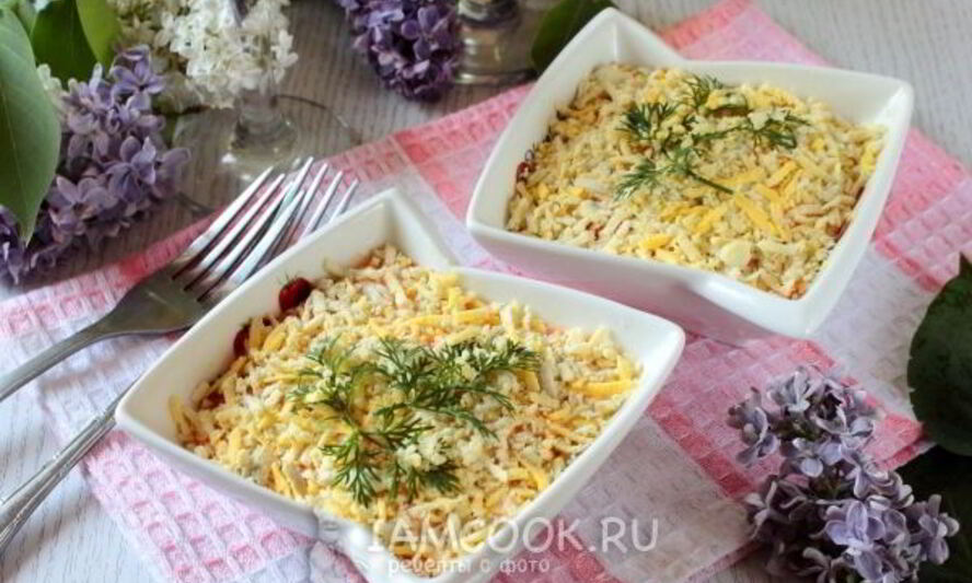 Рецепт салата мимоза с яблоком