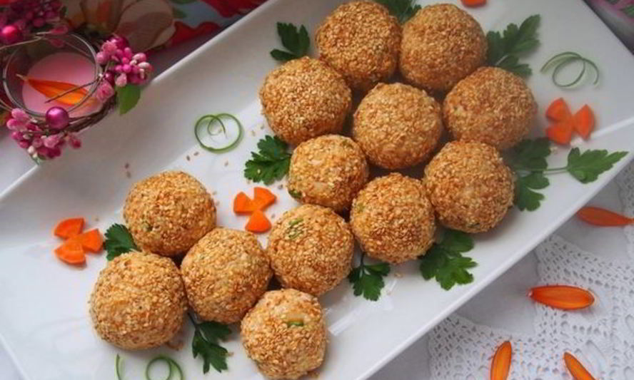Рецепт салатных шариков мимоза в кунжуте