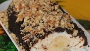 Десерт Банан под шубой с творогом