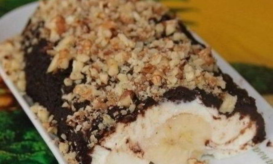 Рецепт десерта банан под шубой с творогом