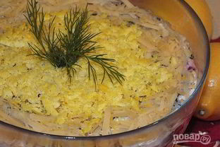 Салат Сельдь под сырной шубой