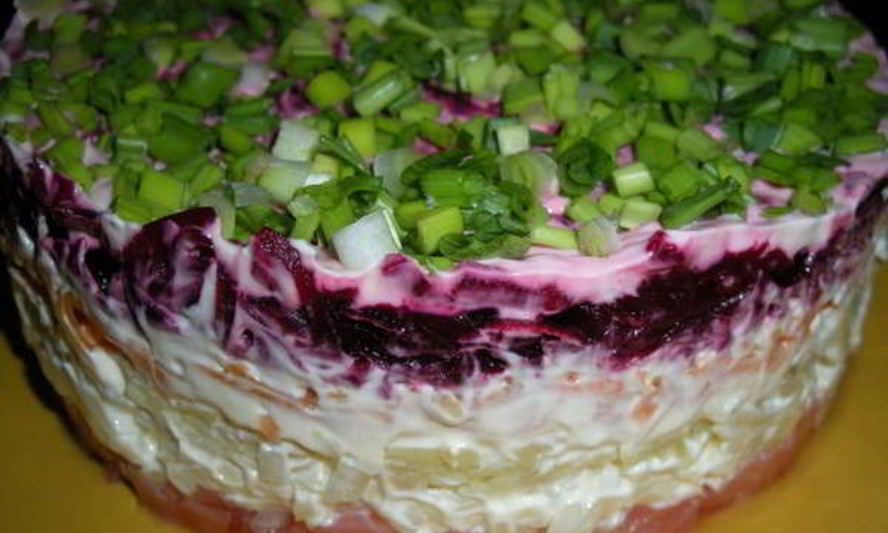 Рецепт селедки под шубой с лососем