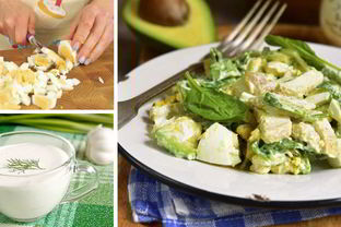 Салат с авокадо и яйцами