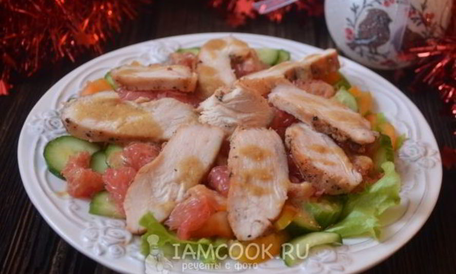 Рецепт салата с курицей и грейпфрутом